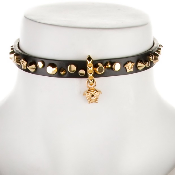 Versace Black and Gold Studded Choker Necklace - Picture 9 of 9